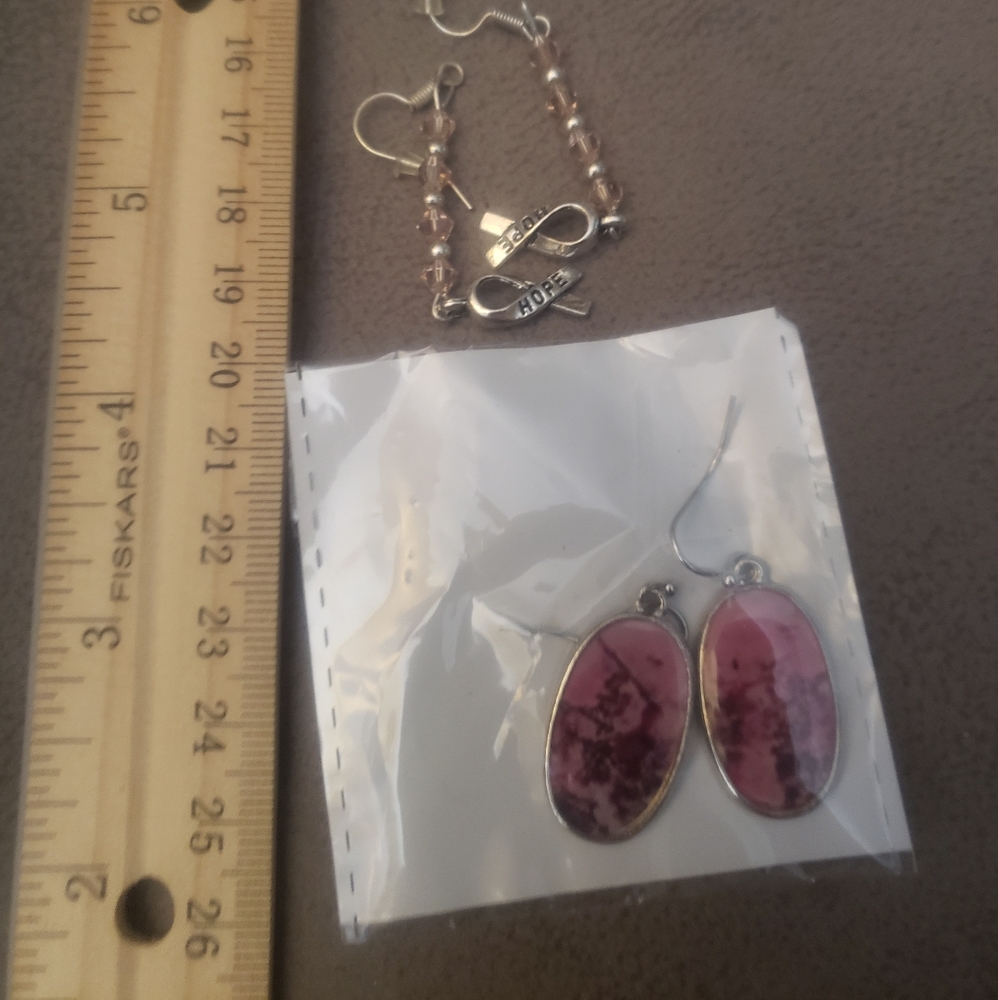 2  (Two) pr of Dangel pink/silver Earrings